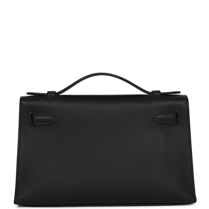 Top quality Hermes Kelly Pochette Black Swift Gold Hardware