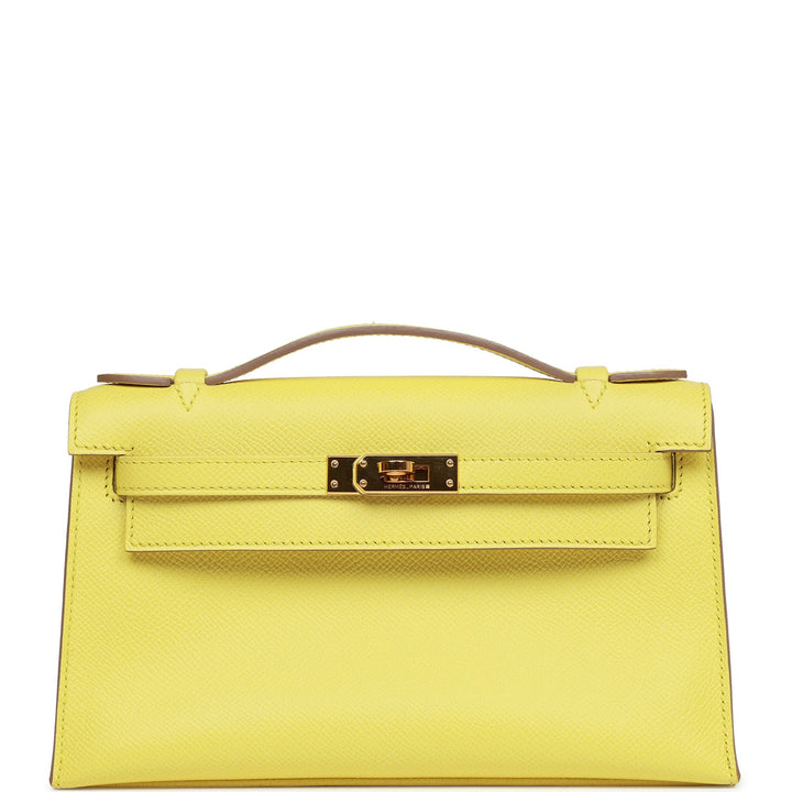 Top quality Hermes Kelly Pochette Soufre Epsom Gold Hardware