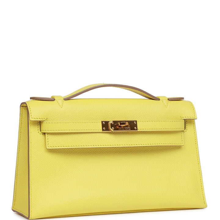 Top quality Hermes Kelly Pochette Soufre Epsom Gold Hardware