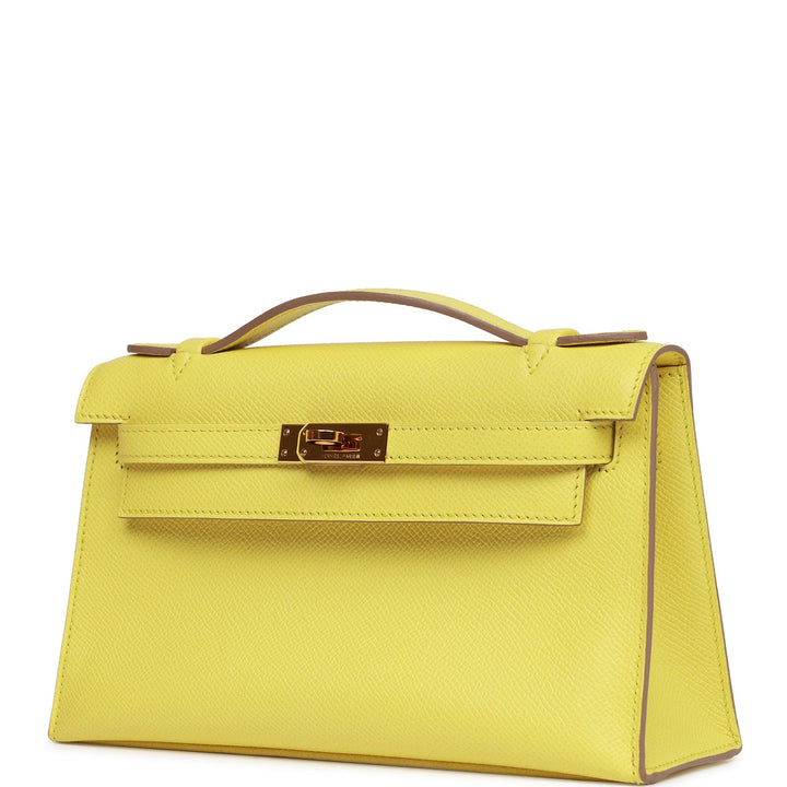 Top quality Hermes Kelly Pochette Soufre Epsom Gold Hardware
