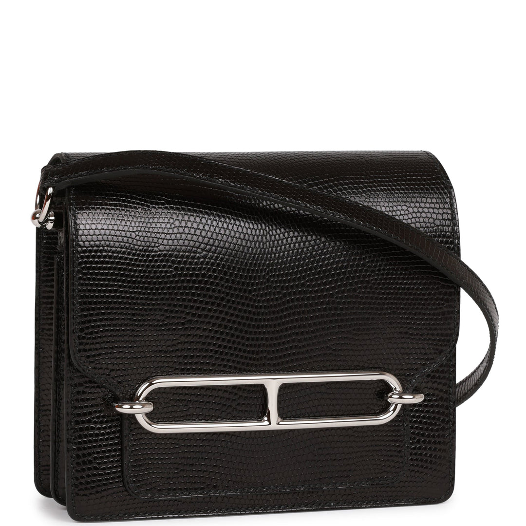 Top quality Hermes Mini Sac Roulis 18 Black Lizard Palladium Hardware