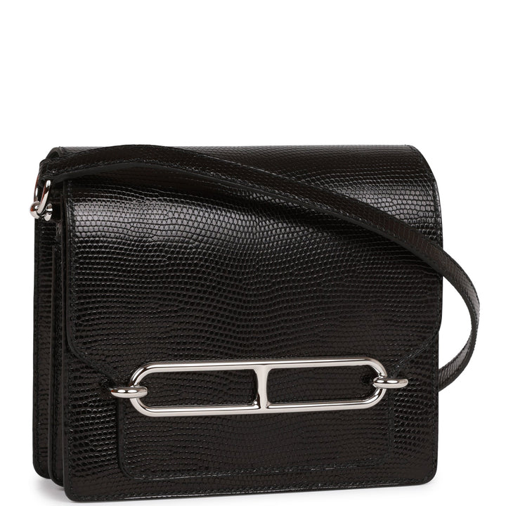 Top quality Hermes Mini Sac Roulis 18 Black Lizard Palladium Hardware