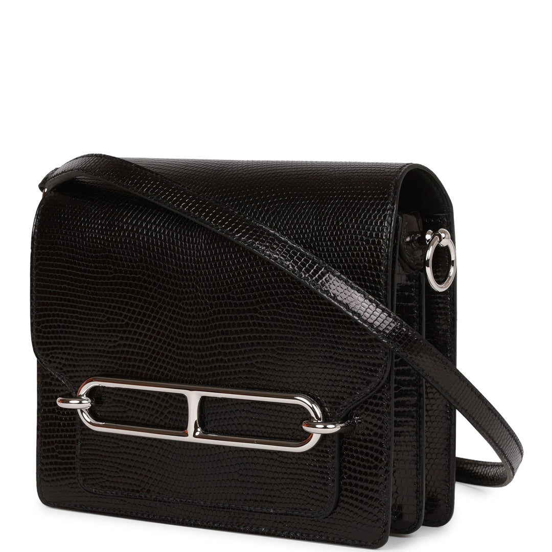 Top quality Hermes Mini Sac Roulis 18 Black Lizard Palladium Hardware