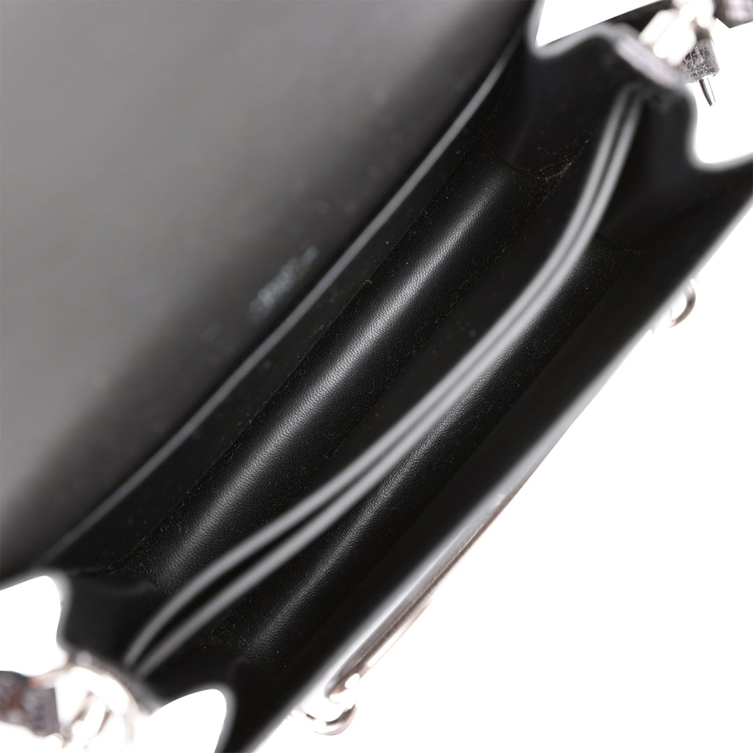 Top quality Hermes Mini Sac Roulis 18 Black Lizard Palladium Hardware