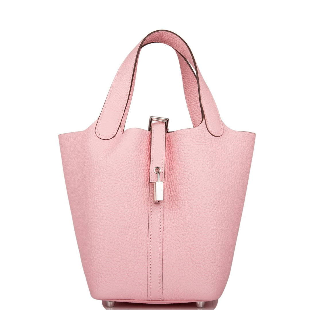 Top quality Hermes Rose Sakura Clemence Picotin Lock 18cm Palladium Hardware