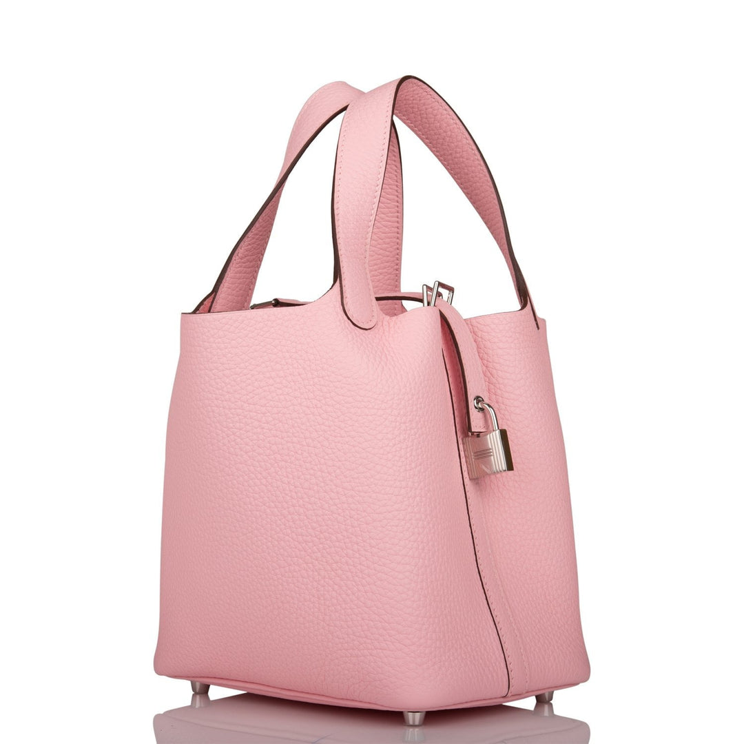 Top quality Hermes Rose Sakura Clemence Picotin Lock 18cm Palladium Hardware