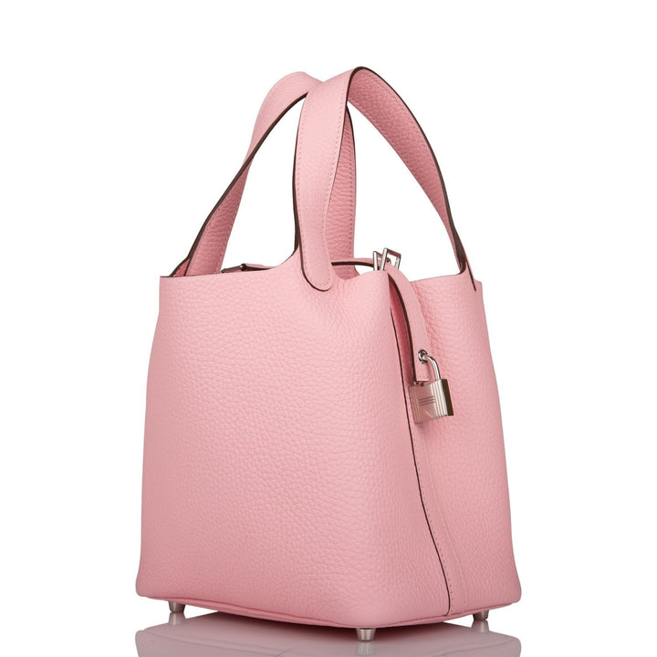Top quality Hermes Rose Sakura Clemence Picotin Lock 18cm Palladium Hardware