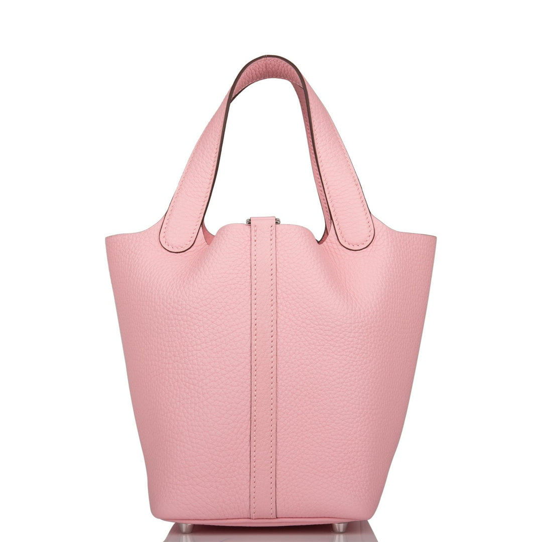Top quality Hermes Rose Sakura Clemence Picotin Lock 18cm Palladium Hardware