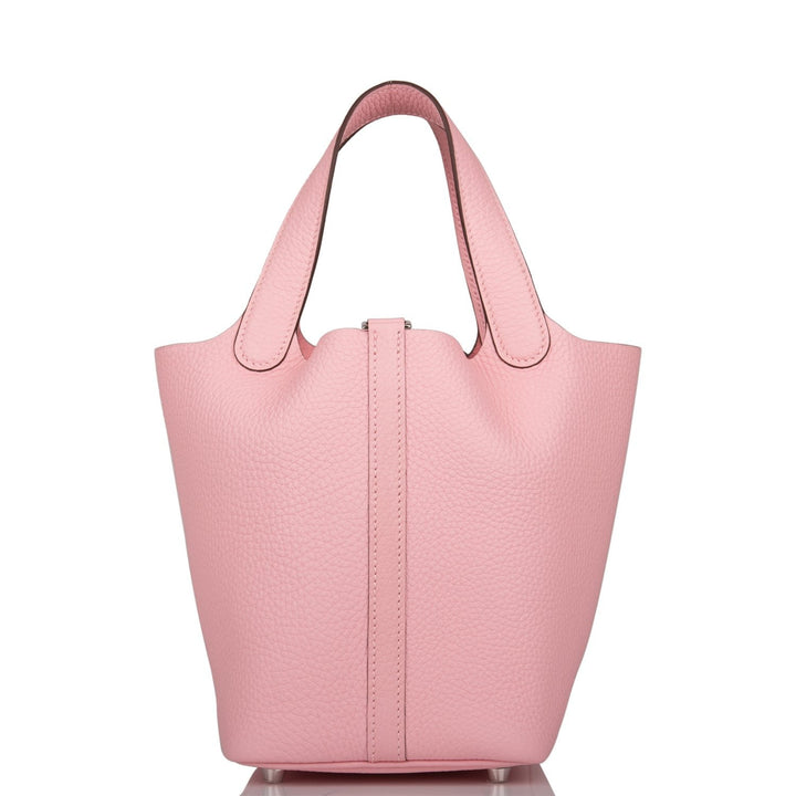 Top quality Hermes Rose Sakura Clemence Picotin Lock 18cm Palladium Hardware