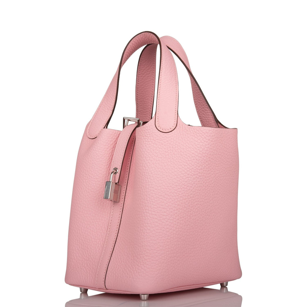 Top quality Hermes Rose Sakura Clemence Picotin Lock 18cm Palladium Hardware