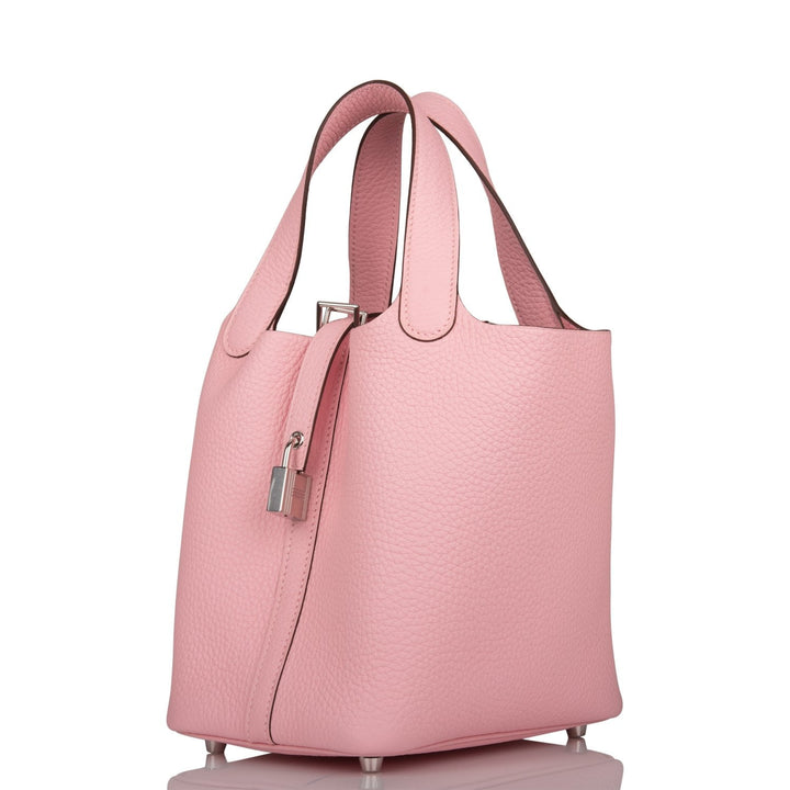 Top quality Hermes Rose Sakura Clemence Picotin Lock 18cm Palladium Hardware