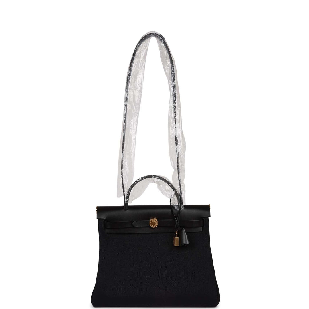 Top quality Hermes Herbag Zip PM 31 Black Toile H Berline Hunter Gold Hardware
