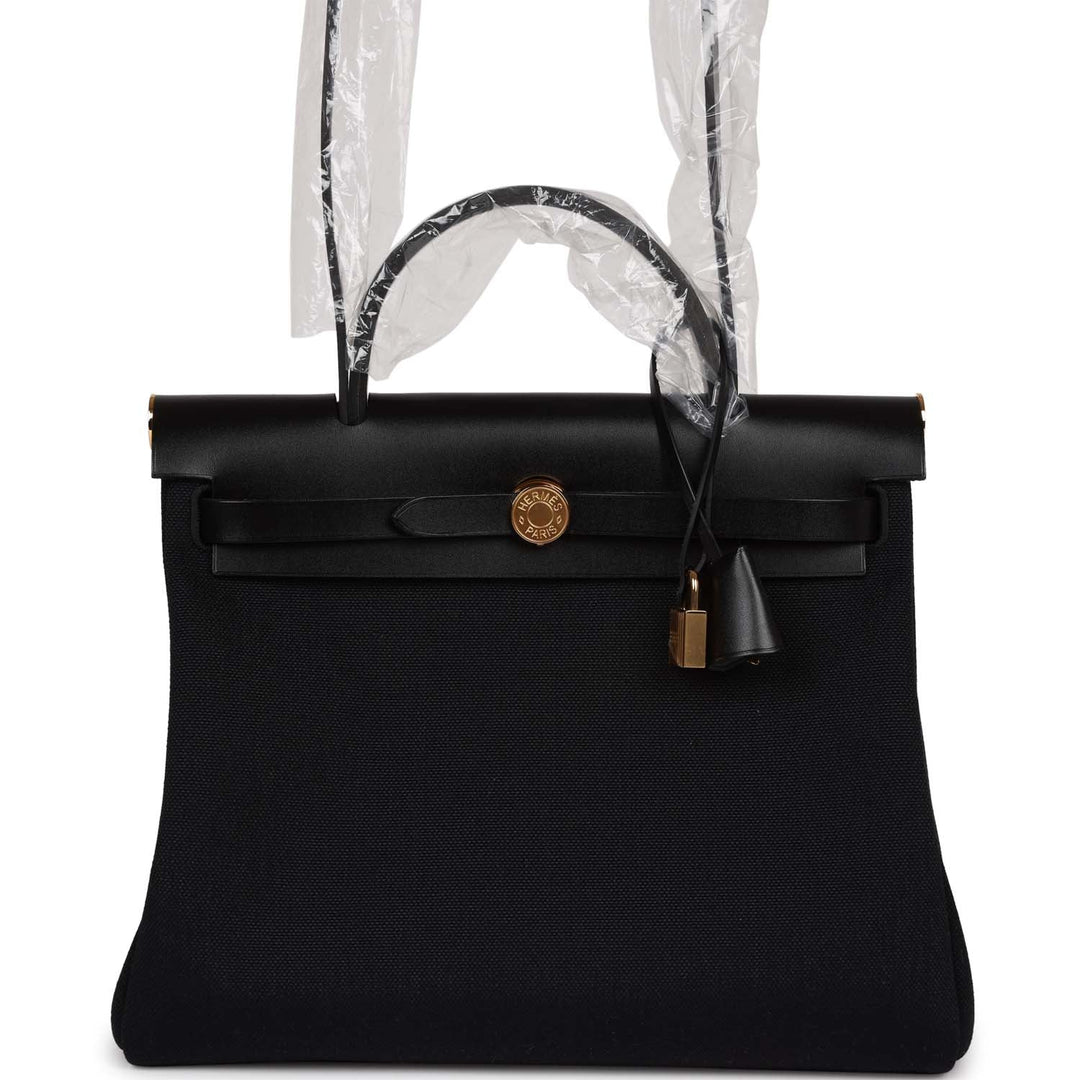 Top quality Hermes Herbag Zip PM 31 Black Toile H Berline Hunter Gold Hardware