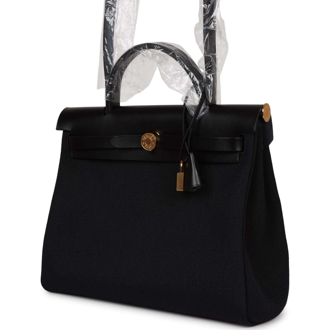 Top quality Hermes Herbag Zip PM 31 Black Toile H Berline Hunter Gold Hardware