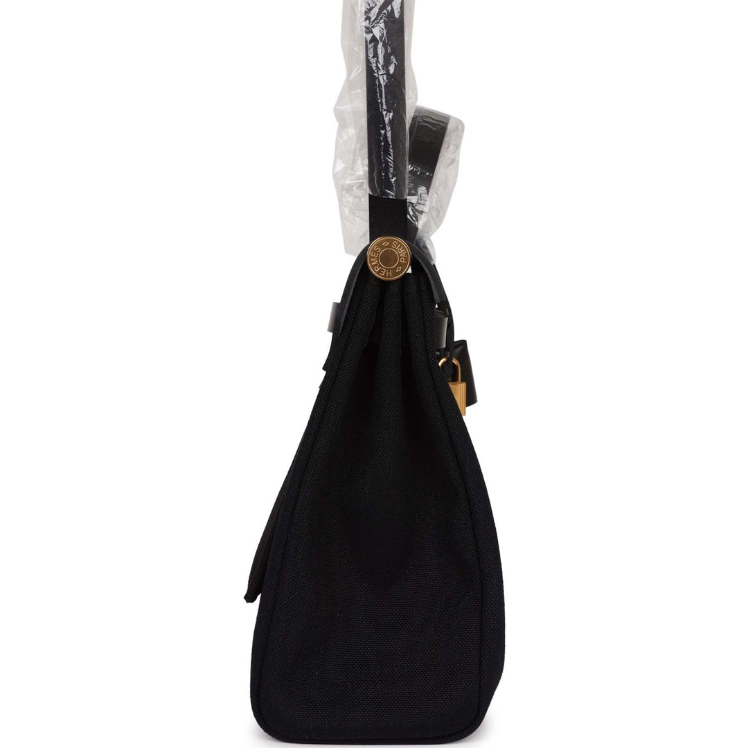 Top quality Hermes Herbag Zip PM 31 Black Toile H Berline Hunter Gold Hardware