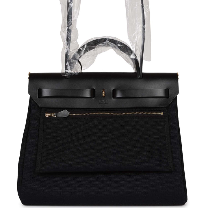 Top quality Hermes Herbag Zip PM 31 Black Toile H Berline Hunter Gold Hardware