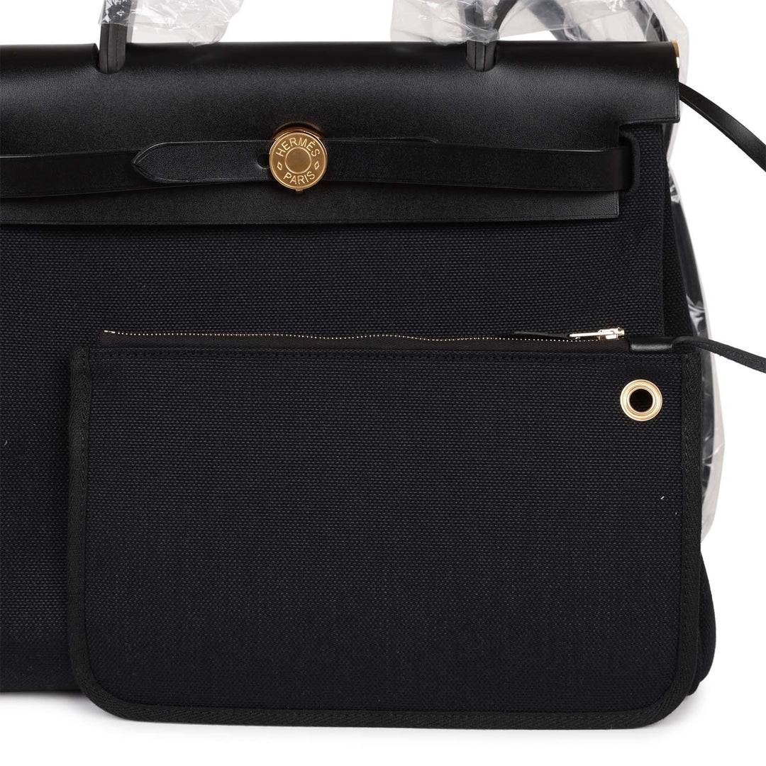 Top quality Hermes Herbag Zip PM 31 Black Toile H Berline Hunter Gold Hardware