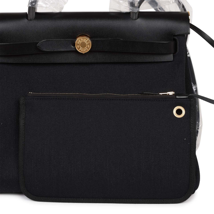 Top quality Hermes Herbag Zip PM 31 Black Toile H Berline Hunter Gold Hardware