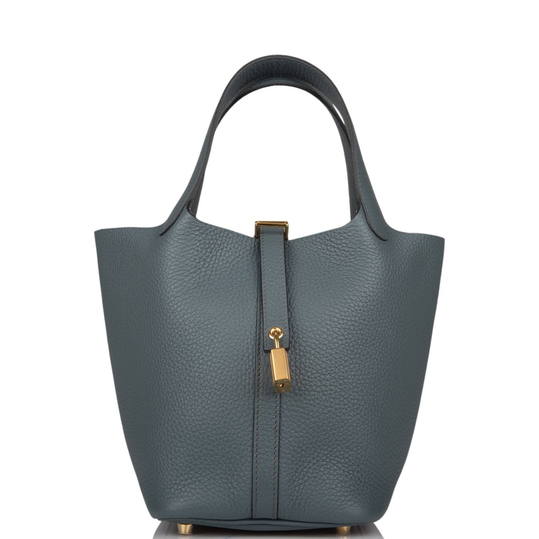 Top quality Hermes Picotin Lock 18 Bleu Orage Clemence Gold Hardware