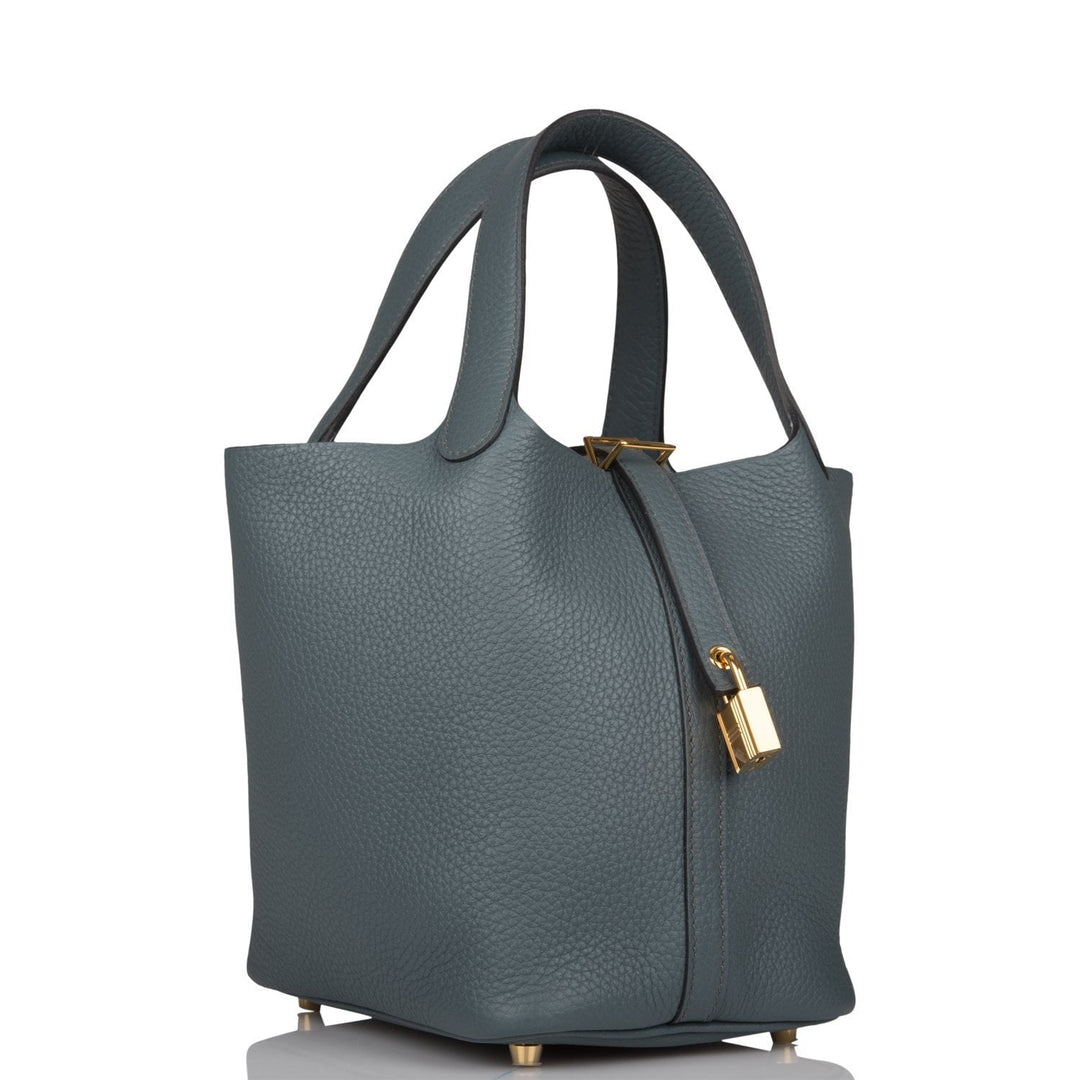 Top quality Hermes Picotin Lock 18 Bleu Orage Clemence Gold Hardware