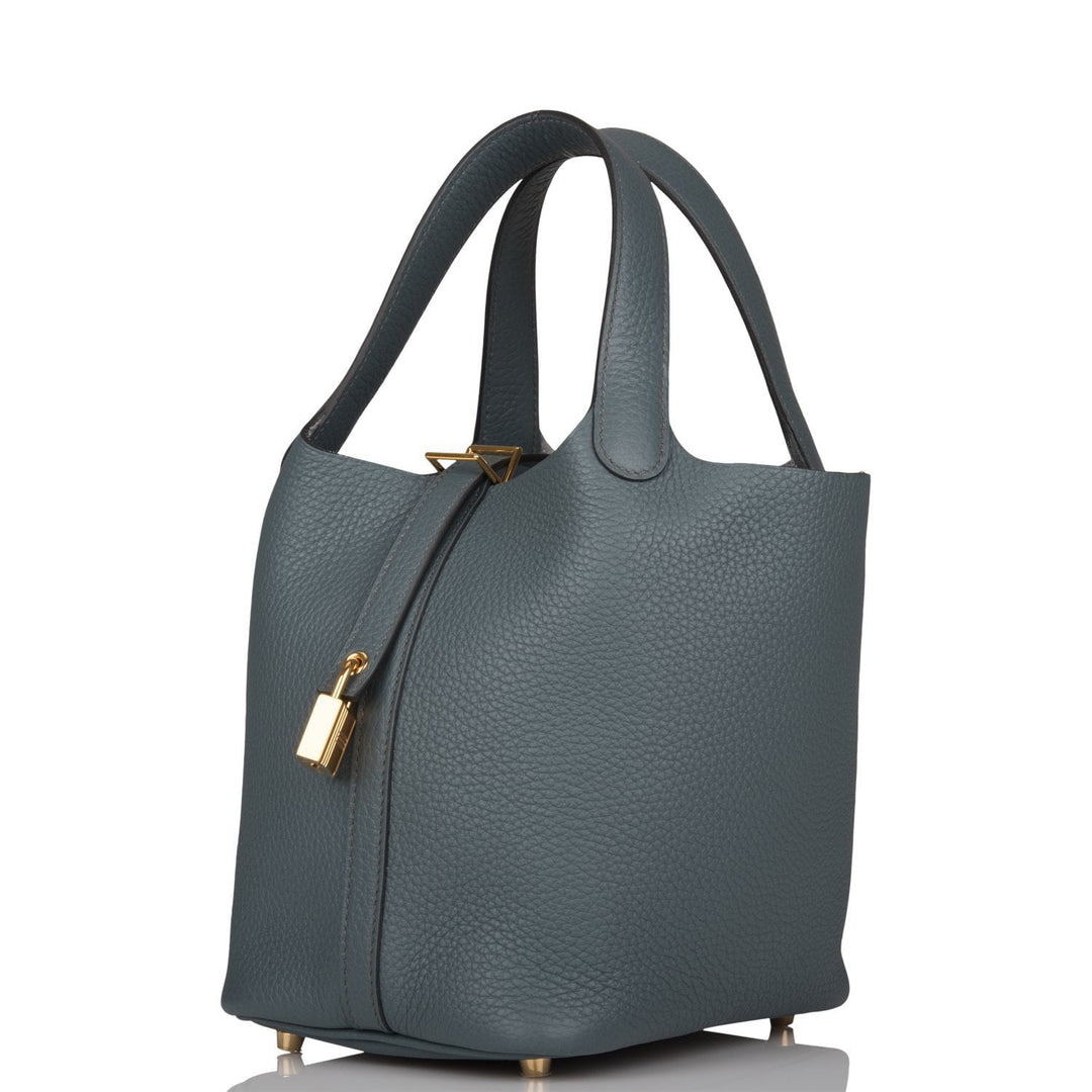 Top quality Hermes Picotin Lock 18 Bleu Orage Clemence Gold Hardware
