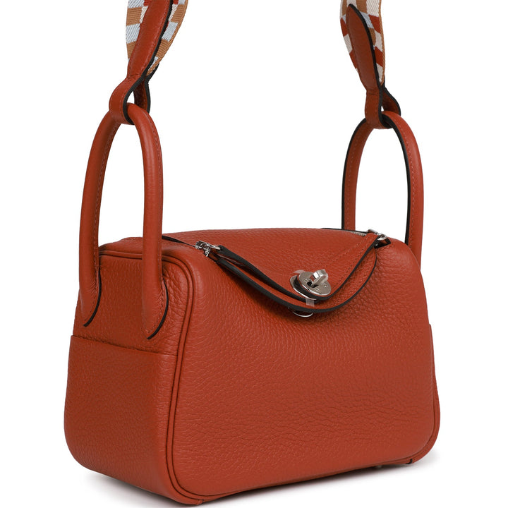 Top quality Hermes Mini Lindy Cuivre Clemence Palladium Hardware