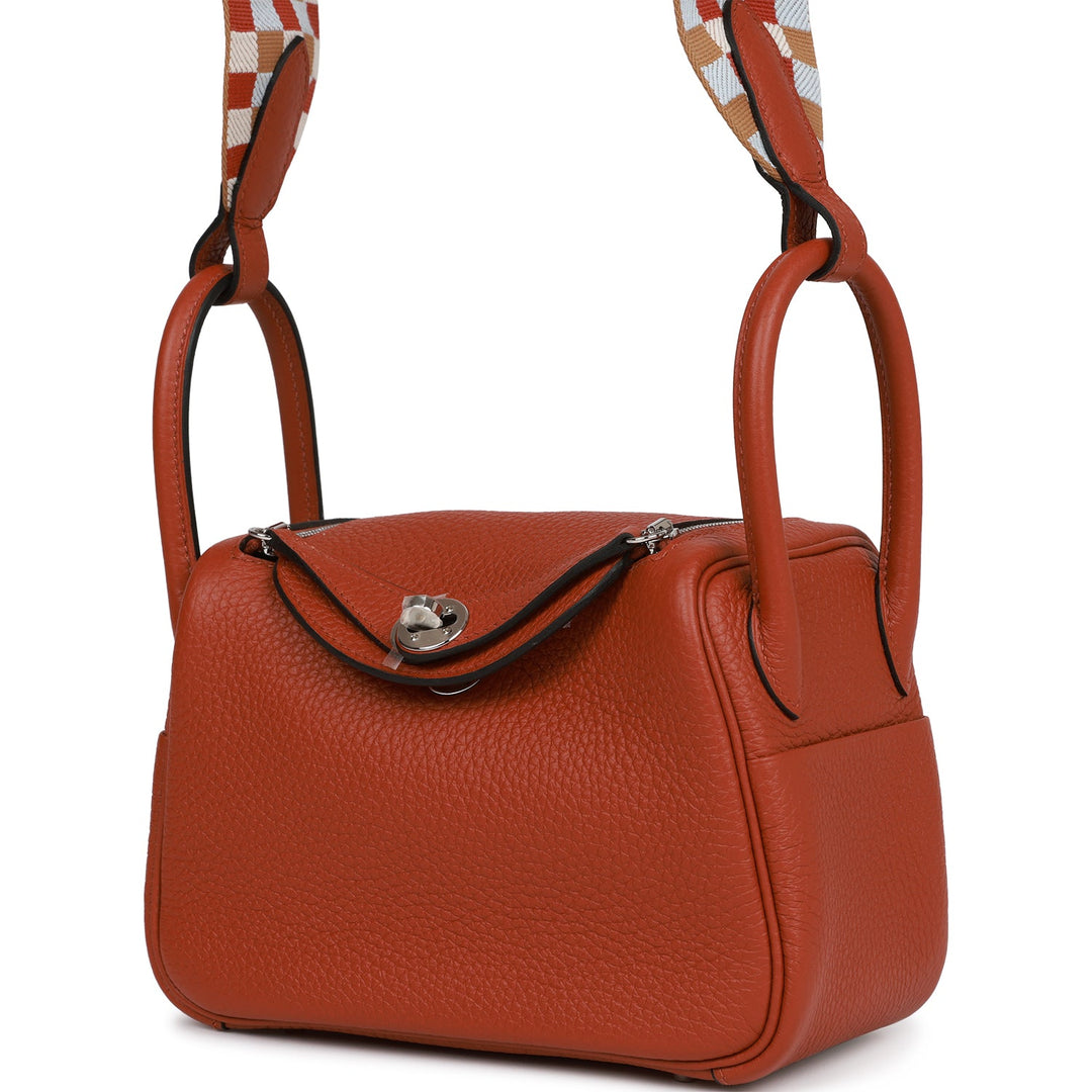 Top quality Hermes Mini Lindy Cuivre Clemence Palladium Hardware