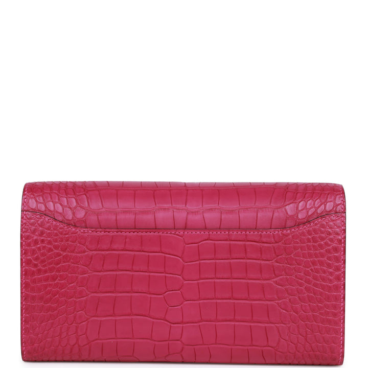 Top quality Hermes Constance Wallet To Go Rose Scheherazade Matte Alligator Gold Hardware