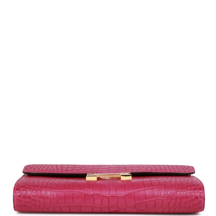Top quality Hermes Constance Wallet To Go Rose Scheherazade Matte Alligator Gold Hardware