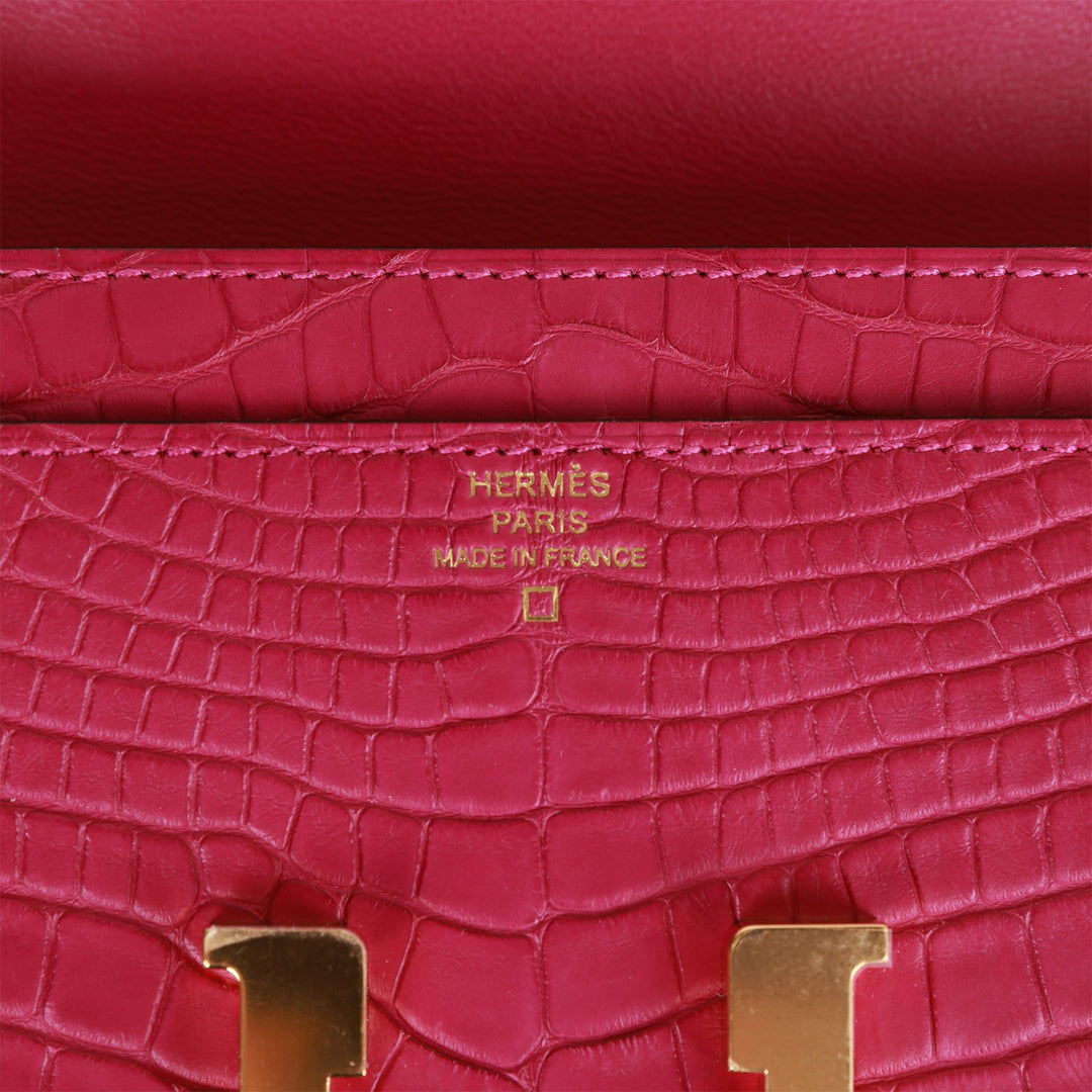 Top quality Hermes Constance Wallet To Go Rose Scheherazade Matte Alligator Gold Hardware