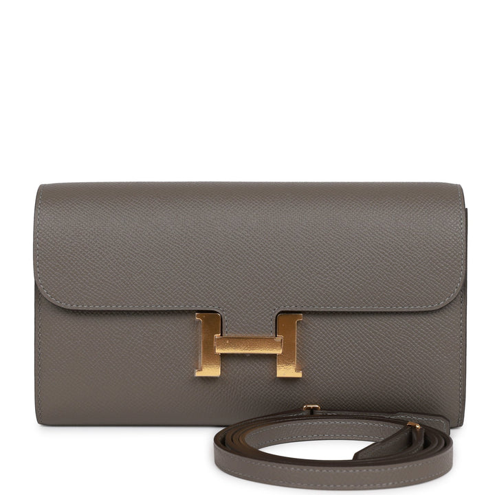 Top quality Hermes Constance Wallet To Go Gris Meyer Epsom Gold Hardware
