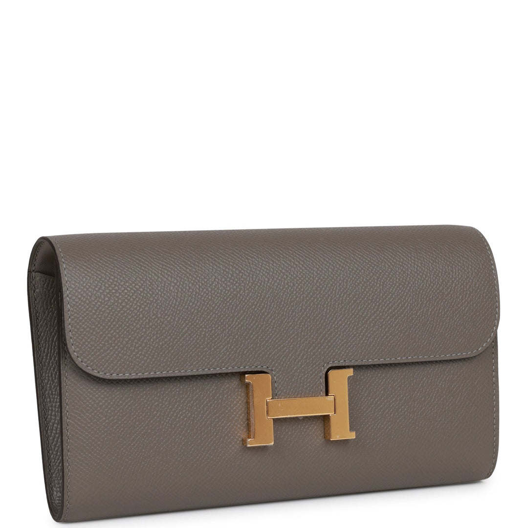 Top quality Hermes Constance Wallet To Go Gris Meyer Epsom Gold Hardware