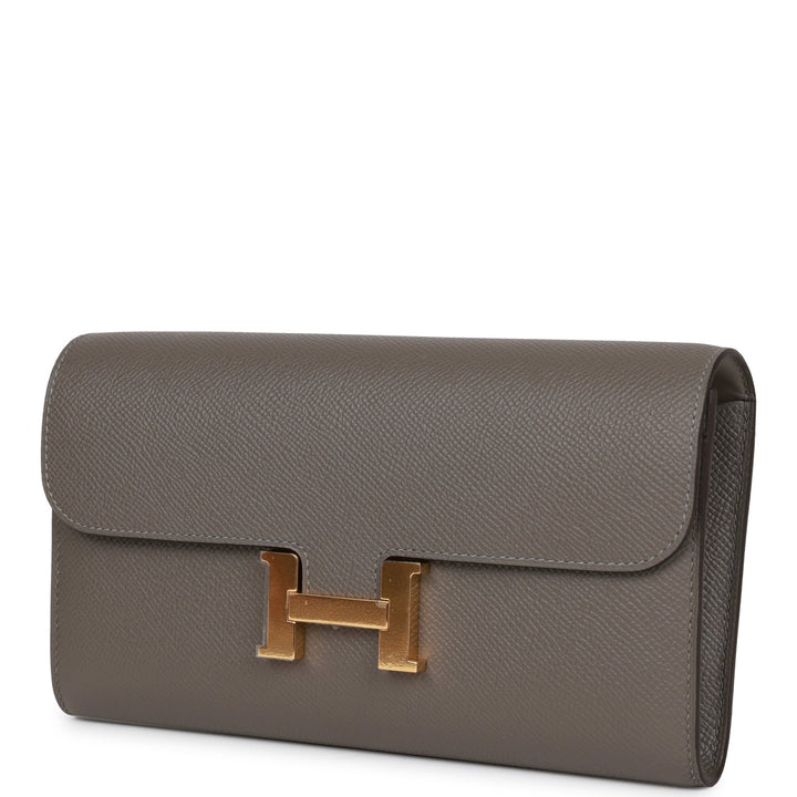 Top quality Hermes Constance Wallet To Go Gris Meyer Epsom Gold Hardware