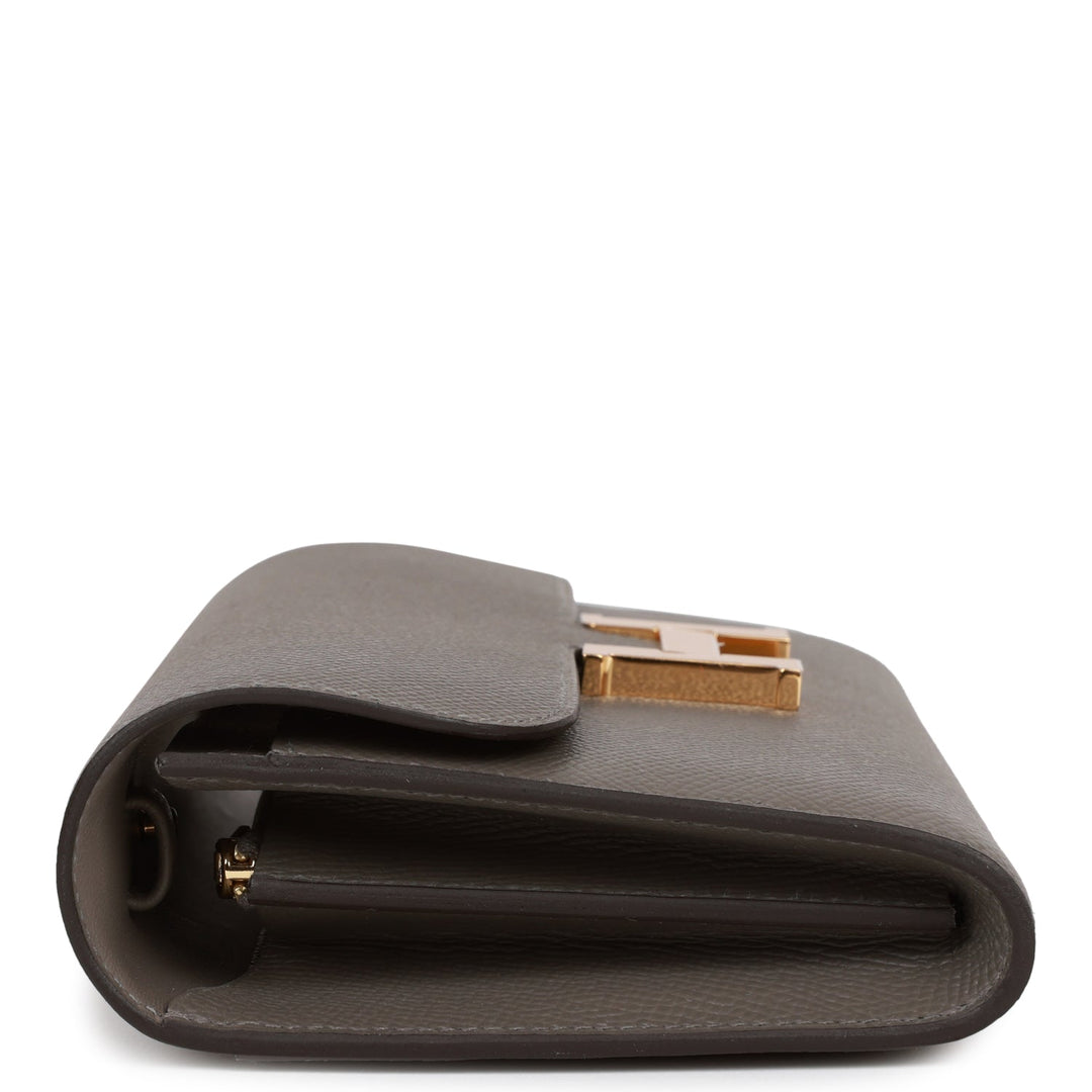 Top quality Hermes Constance Wallet To Go Gris Meyer Epsom Gold Hardware