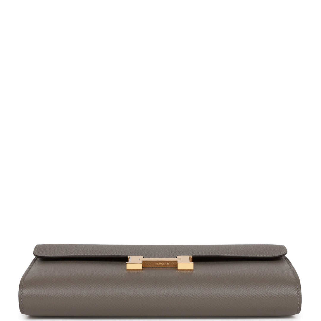 Top quality Hermes Constance Wallet To Go Gris Meyer Epsom Gold Hardware