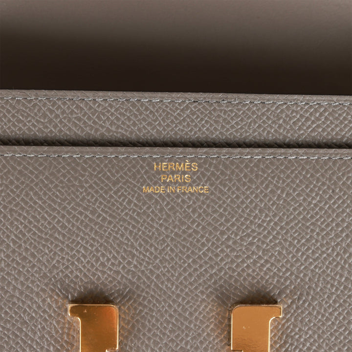 Top quality Hermes Constance Wallet To Go Gris Meyer Epsom Gold Hardware