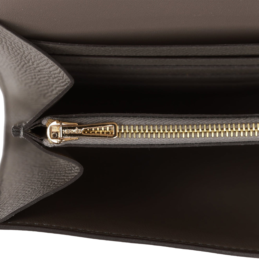 Top quality Hermes Constance Wallet To Go Gris Meyer Epsom Gold Hardware