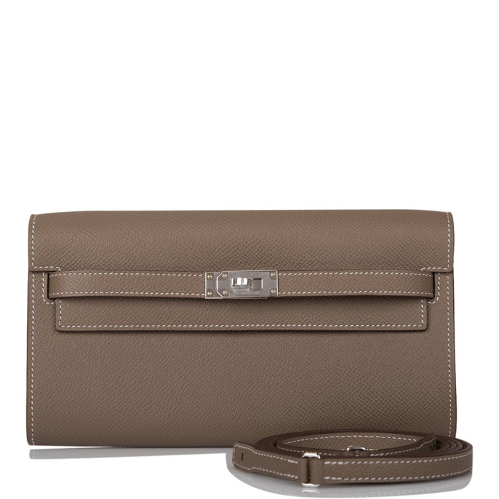 Top quality Hermes Kelly Wallet To Go Etoupe Epsom Palladium Hardware