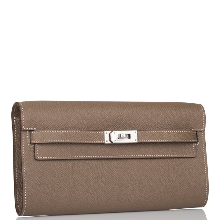 Top quality Hermes Kelly Wallet To Go Etoupe Epsom Palladium Hardware