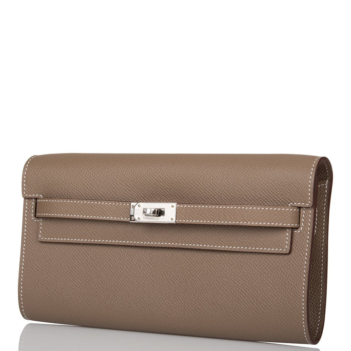 Top quality Hermes Kelly Wallet To Go Etoupe Epsom Palladium Hardware