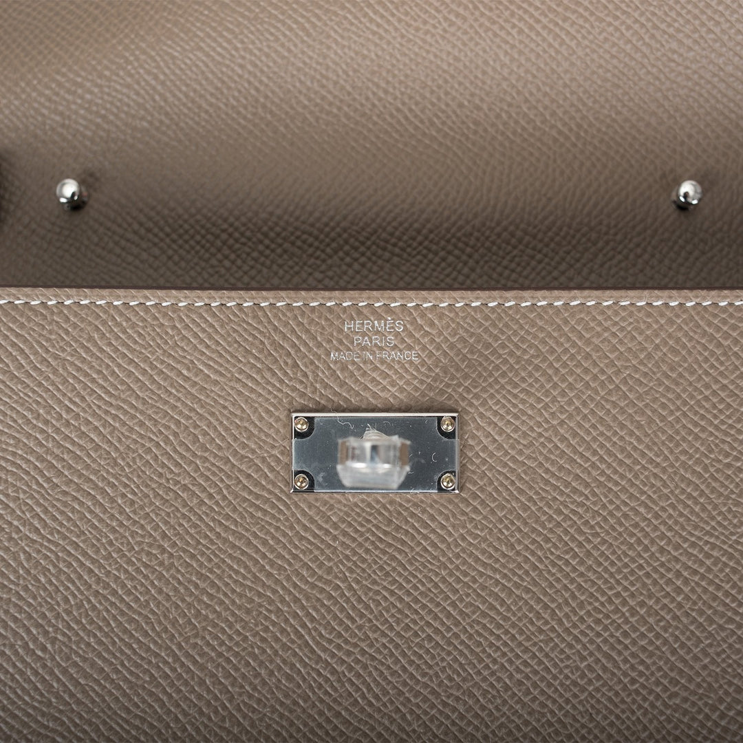 Top quality Hermes Kelly Wallet To Go Etoupe Epsom Palladium Hardware