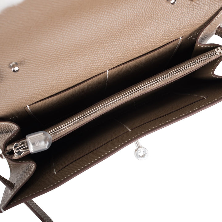 Top quality Hermes Kelly Wallet To Go Etoupe Epsom Palladium Hardware