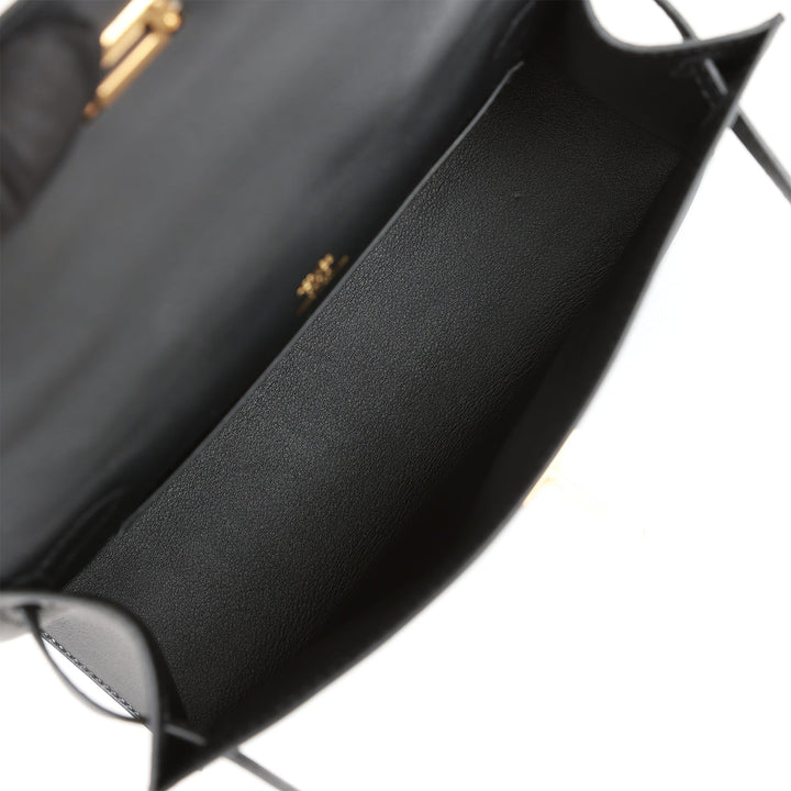 Top quality Hermes Kelly Pochette Black Swift Gold Hardware