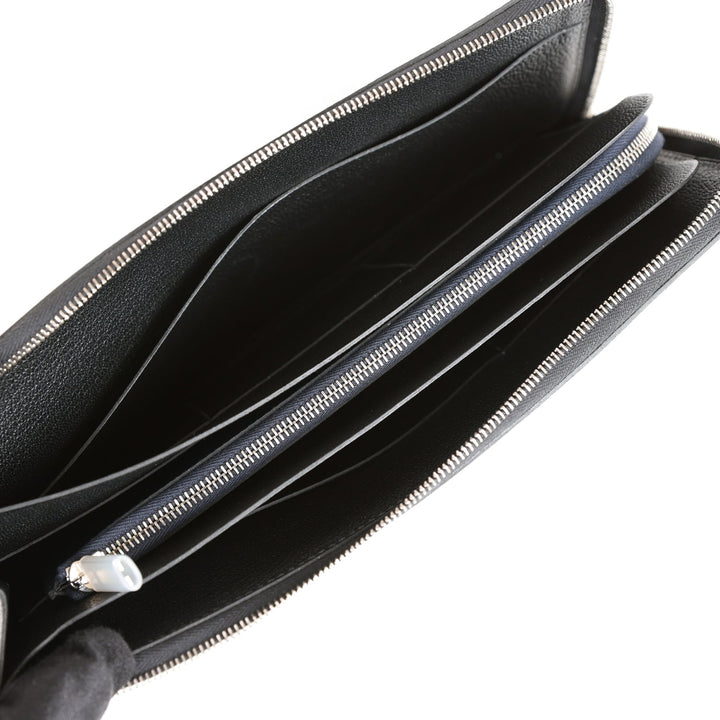 Top quality Hermes Remix Voyage Twist Wallet Black and Bleu Indigo Epsom Palladium Hardware