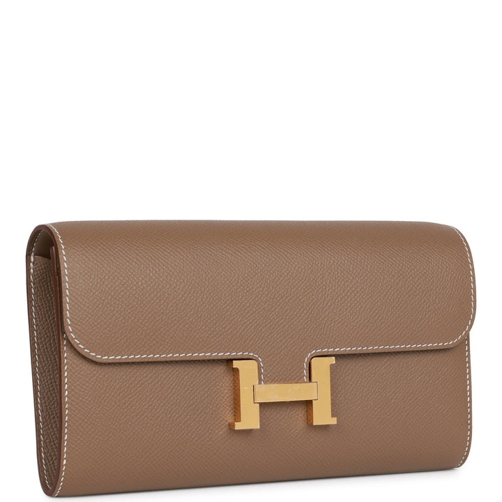 Top quality Hermes Constance Wallet To Go Etoupe Epsom Gold Hardware