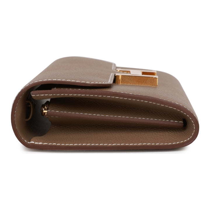 Top quality Hermes Constance Wallet To Go Etoupe Epsom Gold Hardware