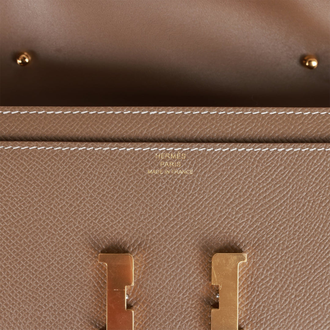 Top quality Hermes Constance Wallet To Go Etoupe Epsom Gold Hardware