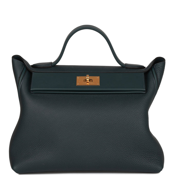 Top quality Hermes 24/24 Bag 35 Vert Rousseau Togo and Swift Gold Hardware