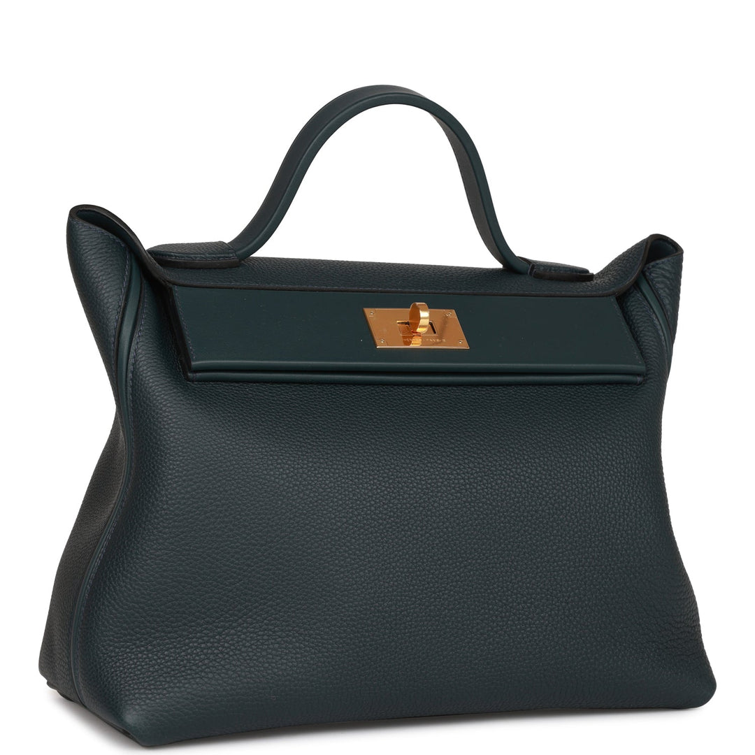 Top quality Hermes 24/24 Bag 35 Vert Rousseau Togo and Swift Gold Hardware