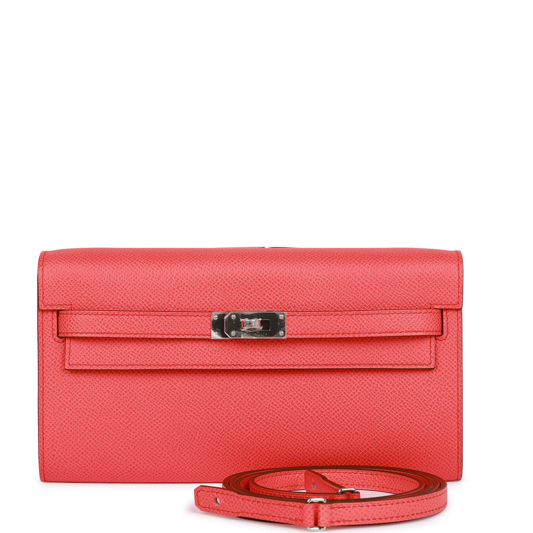 Top quality Hermes Kelly Wallet To Go Rose Texas Epsom Palladium Hardware
